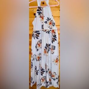 Floral Flowy Halter Maxi Dress By Yoins